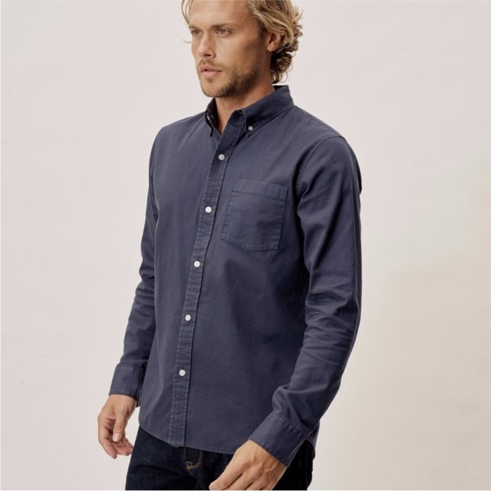 BUCK MASON Oxford One Pocket Shirt - Navy - Medium
